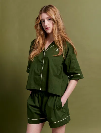 Papinelle Karen Walker Runaway Girl Boxer Pj Set In Dark Green
