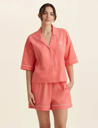 Papinelle Karen Walker Runaway Girl Crop Boxer Pj Set In Shell Pink