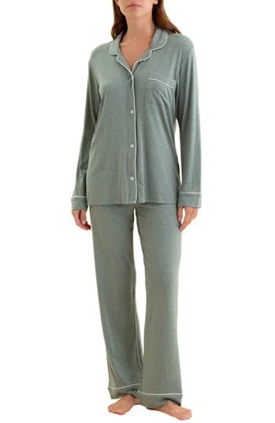 Papinelle Kate Modal Long Coat Pajamas In Moss