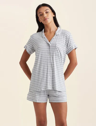 Papinelle Kate Modal Soft Boxer Pj In Grey White Stripe