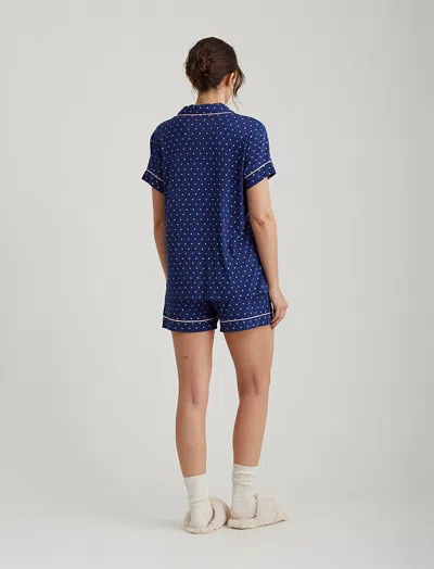Papinelle Kate Modal Soft Boxer Pj In Pink Spot In Navy/pink Spot