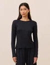 Papinelle Jada Organic Cotton Boxy Long Sleeve Tee In Black