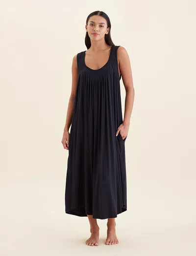 Papinelle Kate Modal Soft Pleat Front Maxi Nightie In Blue