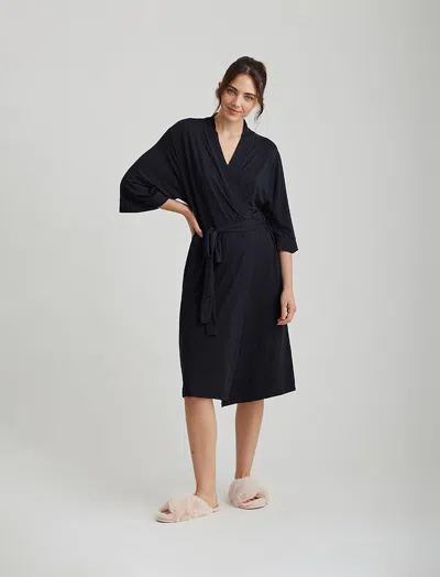 Papinelle Kate Modal Soft Robe In Black