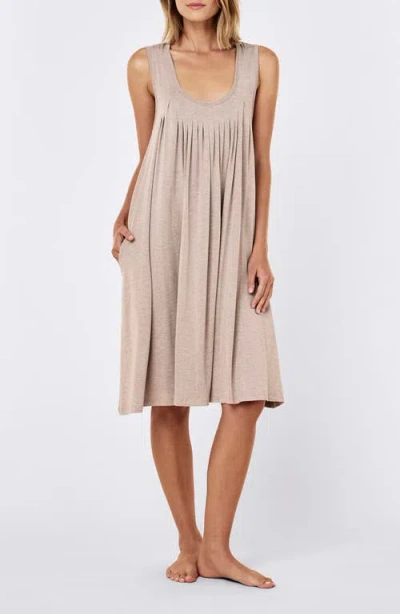 Papinelle Kate Pleat Front Modal Nightgown In Neutral