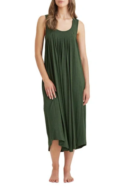 Papinelle Kate Pleated Nightgown In Forest Green