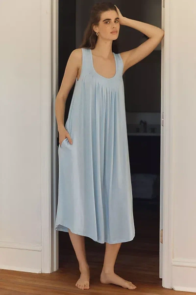 Papinelle Kate Soft Pleated Nightgown In Blue