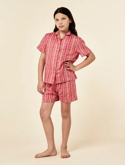 Papinelle Kids Holiday Plaid Pj Boxer Set In Red