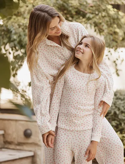 Papinelle Kids Rosette Waffle Full Length Pj Set