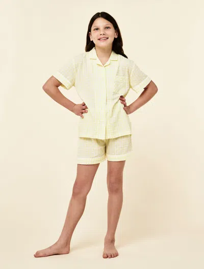 Papinelle Kids Seersucker Gingham Boxer Pj Set In Neutral