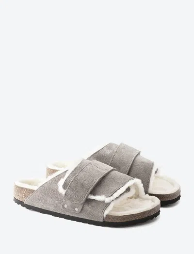 Papinelle Kyoto Shearling Birkenstock In Gray