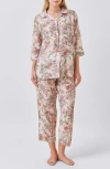 Papinelle Layla Cotton & Silk Crop Pajamas In Brown