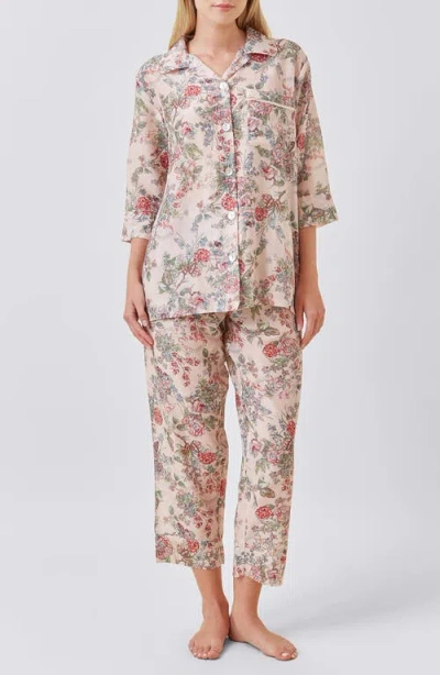 Papinelle Layla Cotton & Silk Crop Pajamas In Brown