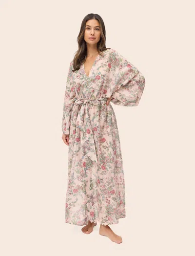 Papinelle Layla Lace Kimono Maxi Robe In Neutral