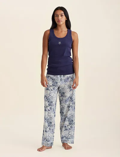 Papinelle Rib Logo Graphic Tank In Navy