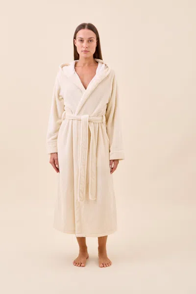 Papinelle Long Plush Hooded Robe In Sand