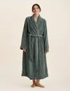 Papinelle Long Plush Robe In Deep Moss