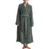 Papinelle Long Plush Robe In Deep Moss