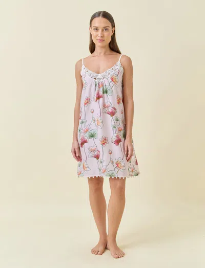 Papinelle Lotus Pink Lace Front Midi Nightgown