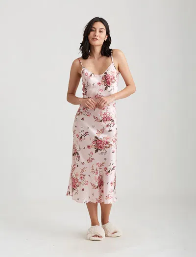 Papinelle Lou Lou Silk Long Slip In Rose Pink