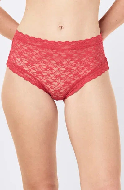 Papinelle Lulu Lace High Waist Knickers In Red