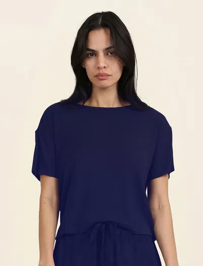 Papinelle Luxe Rib Soft Touch Tee In Navy