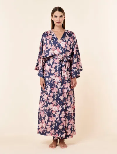Papinelle Madelyn Kimono Maxi Robe In Blue