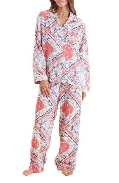 Papinelle Marine Cozy Full Length Pj Set In Rosewater