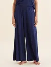 Papinelle Maya Linen Cotton Full Length Pant In Navy