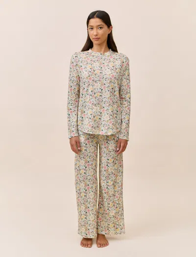 Papinelle Meribel Organic Cotton Knit Long Sleeve Tee And Wide Leg Pant In Neutral
