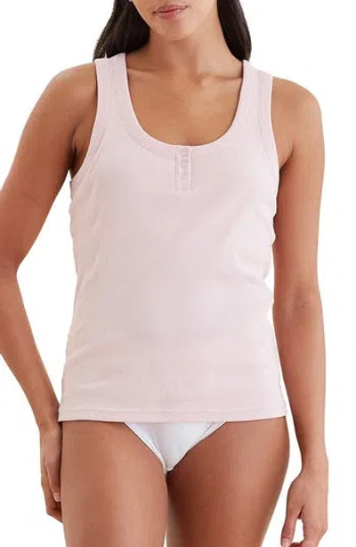 Papinelle Milla Rib Shelf Bra Henley Tank In  Pink