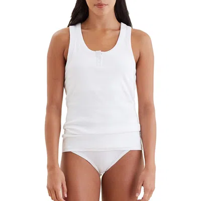 Papinelle Milla Rib Shelf Bra Henley Tank In White