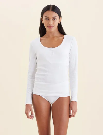 Papinelle Milla Rib Shelf Bra Henley Tee In White