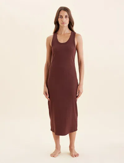 Papinelle Milla Rib Shelf Bra Midi Nightdress In Dark Chocolate