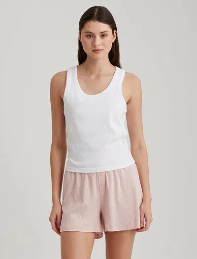 Papinelle Milla Rib Shelf Bra Midi Tank In White