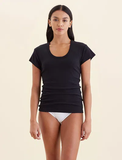 Papinelle Milla Rib Shelf Bra Tee In Black