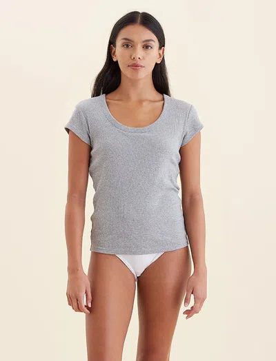 Papinelle Milla Rib Shelf Bra Tee In Gray