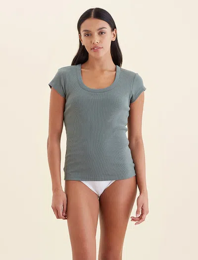 Papinelle Milla Rib Shelf Bra Tee In Ivy