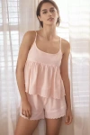Papinelle Millie Embroidered Eyelet Cotton Voile Short Pajamas In Pink