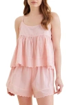 Papinelle Millie Embroidered Eyelet Cotton Voile Short Pajamas In Strawberry Cream