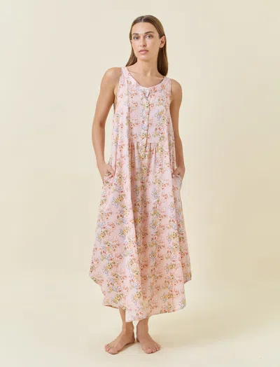 Papinelle Molly Floral Cotton Sateen Nightgown In Pink