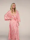 Papinelle Molly Sims Cotton Kimono Maxi Robe In Peach Amber