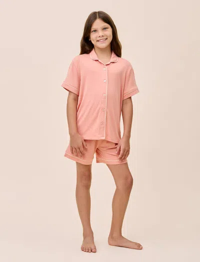 Papinelle Molly Sims Kids Modal Boxer Pj Set In Peach Amber