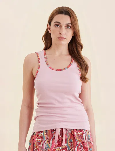 Papinelle My Little Star Rib Trim Tank In Pink Sorbet