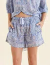 Papinelle Nahla Cotton Boxer Pajama Shorts In Crystal Blue