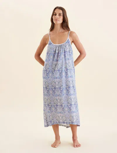 Papinelle Nahla Strappy Maxi Nightie In Crystal Blue