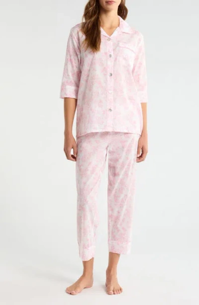 Papinelle Nostalgia Floral Cotton Voile Crop Pajamas In Pink