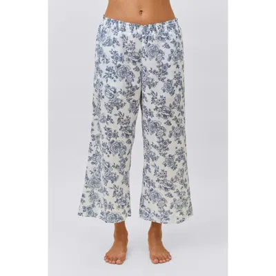 Papinelle Nostalgia Floral Crop Cotton Pajamas In Blue