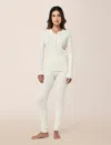 Papinelle Olivia Cable Pointelle Full Length Pj Set In White