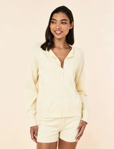 Papinelle Olivia Pointelle Cardi In Yellow